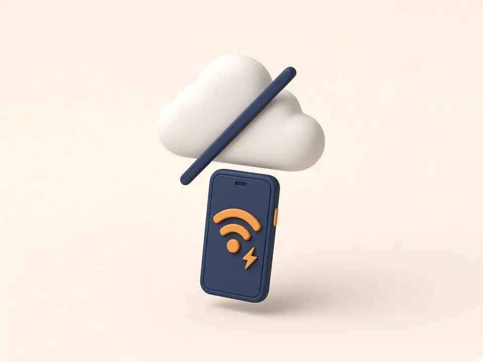 Bağlantısı kesilmiş bulut ve çevrim dışı çalışan telefon